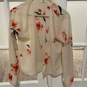 Wilfred Cream Floral Blouse with Tie Front